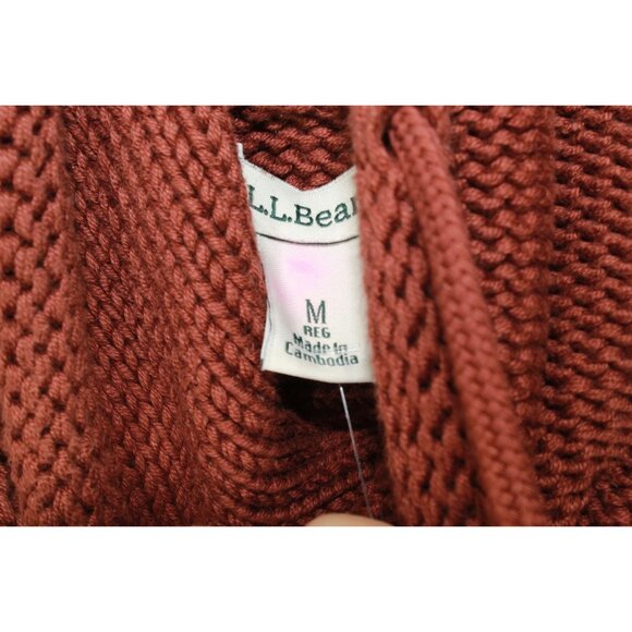 LL Bean Double L Mixed Cable Sweater Funnelneck Casual Burnt Mahogany M - Picture 4 of 9